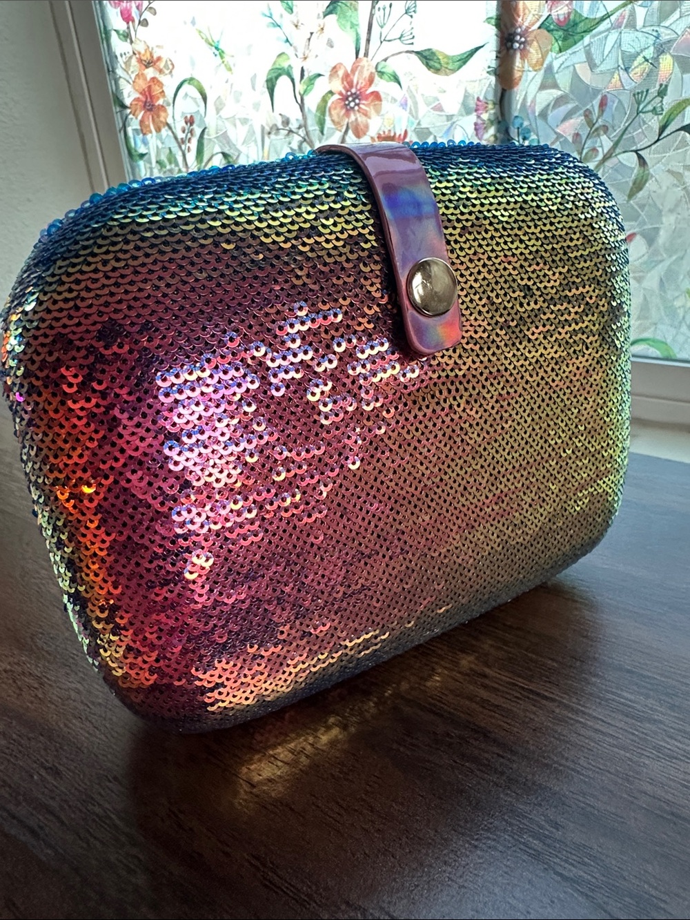 Iridescent Rainbow Sequin Evening Bag Color Shift Clutch